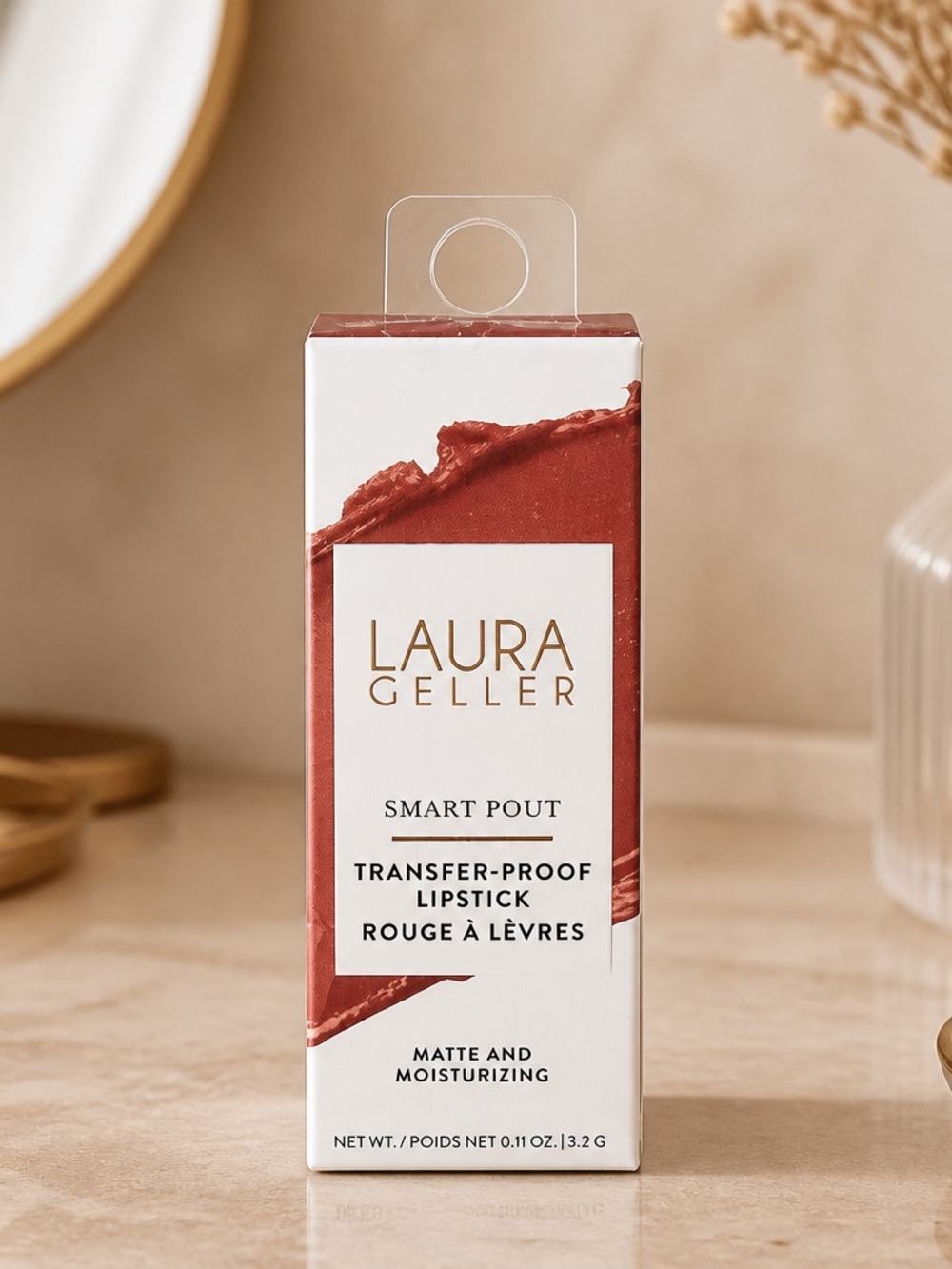 Laura Geller Smart Pout Transfer-Proof Lipstick Warm Brick Red